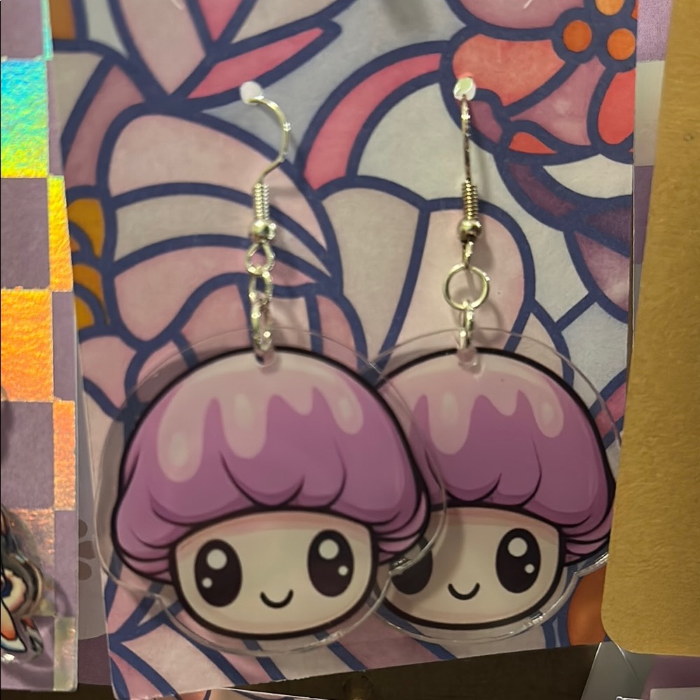 Cute Pink Mushroom Earrings